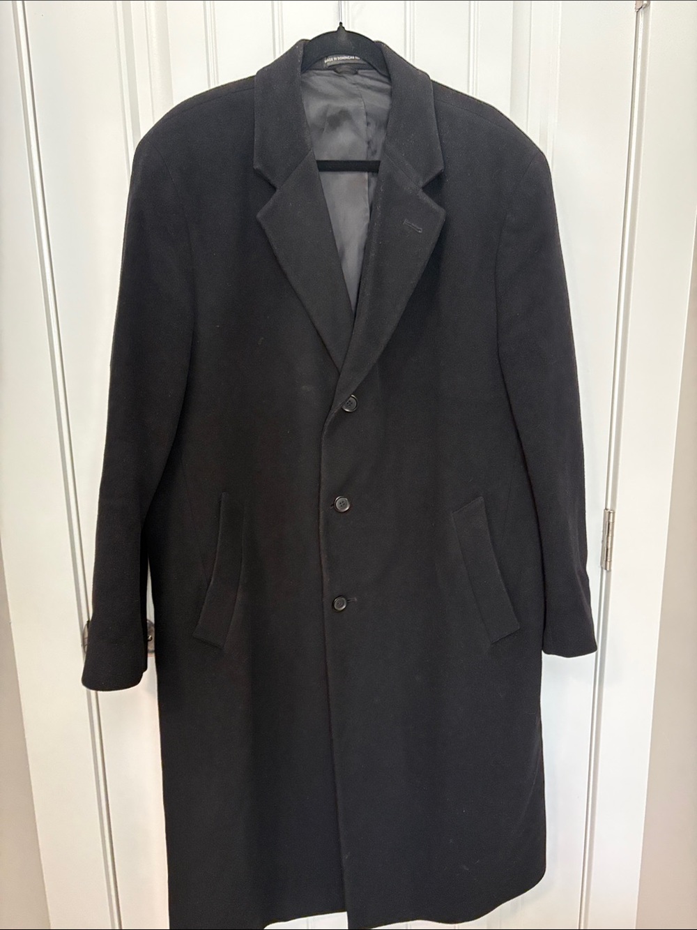 London Fog Men’s 40R Black Long Overcoat Topcoat Fully Lined Classic Dress Coat